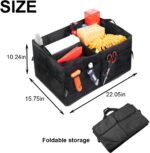 Mandark Car Trunk Organizer, Collapsible Multi Compartment Vehicle Storage Box, Waterproof Adjustable Automotive Organization Container Accessories, Universal for SUV, Sedan, Truck (Black) - Image 3