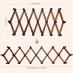 Accordion Wall Hanger, Wood Expandable Wall Mounted Hanger with 19 Hooks for Coats,Hats,Coffee Mug Ect,2 Packs,Included 38Pegs, Walnut Color,Retro Style,14Inch - Image 3