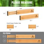 ANTOWIN Bamboo Drawer Dividers Organizers, Drawer Separators Splitter,13-17 inches Long Adjustable Spring-loaded Organizer for Large Utensil, Clothes, Tools Drawers (4+3) - Image 4