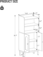 Bathroom Storage Cabinet, Small Floor Cabinet with 2 Door and Shelves, Toilet Paper Cabinets, Bathroom Organizer with Adjustable Shelf, for Small Spaces White 7.1" D x 14.6" W x 32.7" H - Image 3