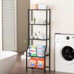 5-Tier Narrow Storage Shelves, 500LBS Total Capacity Metal Wire Rack with Leveling Feet, Rust-Resistant Organizer for Small Space, Kitchen, Bathroom, Garage, Pantry, Laundry Room, Black - Image 3