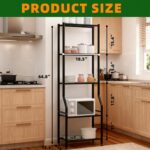 5-Tier Narrow Storage Shelves, 500LBS Total Capacity Metal Wire Rack with Leveling Feet, Rust-Resistant Organizer for Small Space, Kitchen, Bathroom, Garage, Pantry, Laundry Room, Black - Image 4