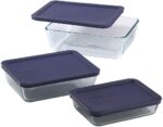 Pyrex Simply Store (3-Pack) Rectangular Glass Food Storage Containers Set, (3, 6 & 11 Cup) Meal Prep Containers With BPA-Free Lids, Dishwasher & Microwave Safe - Image 3