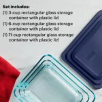 Pyrex Simply Store (3-Pack) Rectangular Glass Food Storage Containers Set, (3, 6 & 11 Cup) Meal Prep Containers With BPA-Free Lids, Dishwasher & Microwave Safe - Image 4