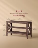 VASAGLE, Entryway Storage Bench, 2-Tier Shoe Rack, 11.8 x 31.5 x 18.9 Inches, Holds up to 300 lb, Farmhouse Style, for Living Room, Bedroom, Maroon Brown ULSB053K51 - Image 4