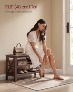 VASAGLE, Entryway Storage Bench, 2-Tier Shoe Rack, 11.8 x 31.5 x 18.9 Inches, Holds up to 300 lb, Farmhouse Style, for Living Room, Bedroom, Maroon Brown ULSB053K51 - Image 6