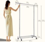 TigerParty Clothes Rack for Hanging Clothes, Sturdy Stainless Steel Clothing Rack, Extendable & Adjustable Rolling Garment Rack with Wheels for Bedroom Laundry Living Room - Image 3