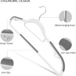 60 Pack Heavy Duty Plastic Hangers, Non Slip Clothes Hangers with Rubber Pads and 360° Hook - Thin Space Saving Hanger, Closet Organizer for Shirt, Pants, Suit, Skirt,Coat - Gray - Image 3