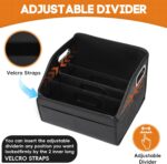 Car Storage Organizer Reinforced Dividable Leather Car Caddy Basket for Front Seat Floor Back Sturdy Frosted Handle 8 Compartments Adjustable Strap Buckles Slip-Resistant for SUV Truck - Image 3