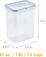 LOCK & LOCK LocknLock Easy Essentials Airtight Rectangular Tall Food Storage Container 7.61 Cup, 4 Piece, Clear - Image 3