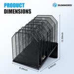 Inclined File Organizer for Desk, 7-Section Vertical File Folder Holder Office Desk Organizer Metal Rack File Wire Mesh Desktop Document Sorter for Office School Classroom Home (Black) - Image 3