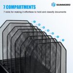 Inclined File Organizer for Desk, 7-Section Vertical File Folder Holder Office Desk Organizer Metal Rack File Wire Mesh Desktop Document Sorter for Office School Classroom Home (Black) - Image 4