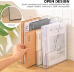 Vertical File Holder, Clear PET Desk Organizer and Storage Bins Holding for Magazines, Binders, Notebooks, Envelopes, Multi-purpose Plastic Document Organizer for Home Office, 4 pack - Image 4