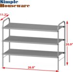 Simple Houseware 3-Tier Shoe Rack Storage Organizer, Grey – Space-Saving Shoe Shelf, Holds 9–16 Pairs, Sturdy Metal Frame, Easy Assembly – Closet, Entryway, Bedroom Shoe Storage Solution - Image 4