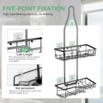 Shower Caddy Hanging,Rustproof Anti-Swing Shower Organizer,Hanging Bathroom Caddy,Bathroom Organizer with 18 Hooks for Razor/Sponge - Image 3