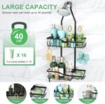 Shower Caddy Hanging,Rustproof Anti-Swing Shower Organizer,Hanging Bathroom Caddy,Bathroom Organizer with 18 Hooks for Razor/Sponge - Image 4