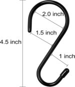 12 Pack 4-1/2 Inch S Hooks, Large Vinyl Coated Closet Hooks Non Slip Heavy Duty for Hanging, Steel Metal Black Rubber Coated for Jeans Plants Clothes Pot Pan Cups Towel - Image 3