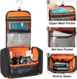 Tactical Toiletry Travel Bag for Men, Hanging Dopp Kit Hygiene Bag Shower Organizer with Hook for Toiletries and Shaving Care, Black (Empty Bag) - Image 3