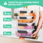 YORY 3 cup Plastic Food Storage Containers with Lids Nestable Freezer Dishwasher Safe Rectangle Container Set,5-Pack - Image 4