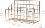 Metal File Organizer, 3 Vertical Sections, Desktop Paper/Mail/Letter/Record Holder, File Folder Holder Stand Rack Sorter for Office Desk Organization and accessories & supplies (Gold) - Image 3