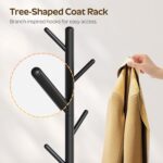 Coat Rack Stand with Umbrella Holder, 69 Inch Freestanding Coat Tree for Entryway, Clothing Rack Hanger for Hats, Bags, Jackets, Metal Coat Stand Organizer for Bedroom, Office, Black YM03BB - Image 4