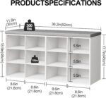 12-Cubby Shoe Rack with Cushion, 3-Tier Wood Shoe Organizer, Multifunctional Shoe Organizer Bench for Entryway, Mudroom, Hallway, Closet,36.22 * 11.81 * 17.7 Inch, White - Image 3