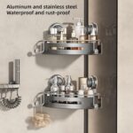 VOLPONE Corner Shower Caddy Suction Cup Shower Shelf Corner No Drilling Bathroom Shower Organizer Storage Rack Adhesive (2-Pack, Gray) - Image 3