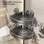 VOLPONE Corner Shower Caddy Suction Cup Shower Shelf Corner No Drilling Bathroom Shower Organizer Storage Rack Adhesive (2-Pack, Gray) - Image 4