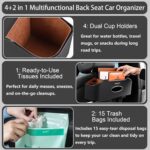 Mu&Ti Back Seat Car Organizer,4+2 in 1 Multifunctional Car Back Seat Storage Box with 2 Cup Holders, Tissue Box and Hook - Ideal for Kids and Travel(Black) - Image 4