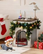 Dog Crate Furniture, Wooden Dog House with Charging Station and Storage Drawer, Indoor Pet Crate End Table for Small Breeds, for Living Room, Bedroom, White and Walnut MGW01UWL - Image 3