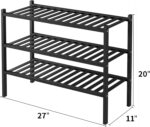 3 Tier Bamboo Shoe Rack for Closet Free Standing Wood Shoe Shelf Storage Organizer for Entryway Small Space Stackable 27"x11"x20" (Black) - Image 4