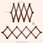 Accordion Wall Hanger, Wood Expandable Wall Mounted Hanger with 13 Hooks for Coats,Hats,Coffee Mug Ect,2 Pack Included,26 Pegs, Walnut Color,Retro Style, 14Inch - Image 3