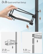 ALLZONE Corner Shower Caddy Tension Pole – Rust-Free Stainless Steel Shower Organizer with Adjustable Storage Shelves, Drill-Free Installation, Quick Setup, Extends from 34 to 116 Inches - Image 3