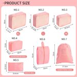 7PCS Packing Cubes for Suitcases, Travel Luggage Organizer Bags, Suitcase Organizer Bags Set for Carry on Luggage Travel Essentials, Pink - Image 3
