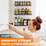 Spice Rack Wall Mounted 3 Pack, Space-Saving Spice Organizer for Spice Jars and Seasonings,Screw or Adhesive Hanging Spice Rack Organizer for Your Kitchen Cabinet,or Pantry Door - Image 3