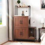 HOOBRO Litter Box Enclosure, Litter Box Furniture with Storage, 2-in-1 Hidden Cat Furniture with Shelf, 2 Dangling Plush Balls and 1 Toy Ball, Large Wooden Cat Washroom, Walnut WL78MW01 - Image 3