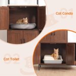 HOOBRO Litter Box Enclosure, Litter Box Furniture with Storage, 2-in-1 Hidden Cat Furniture with Shelf, 2 Dangling Plush Balls and 1 Toy Ball, Large Wooden Cat Washroom, Walnut WL78MW01 - Image 4