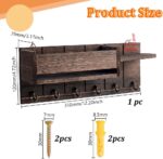 AHANDMAKER Mail and Key Holder for Wall Decorative, Wooden Wall Mount Key Rack Hanger Organizer with 6 Key Hooks Home Decor Rack for EntryWay Hallway Mudroom Organizer Kitchen Office - Image 3