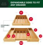 ROYAL CRAFT WOOD Luxury Bamboo Kitchen Drawer Organizer - Silverware Organizer, Utensil Holder & Cutlery Tray Drawer Dividers for Flatware (9 Slot, Natural) - Image 3