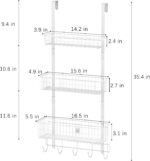 CADUKE Over The Door Organizer Hanger with Basket Hanger Door Towel Rack with 5 Hooks Back of Door Storage Organizer Behind Door Hooks Hanger Shelf for Bathroom, Kitchen, Office, White - Image 3