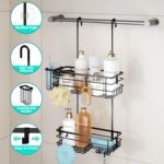 HapiRm Hanging Shower Caddy Organizer - No Drilling Shower Shelves with Hooks and Toothbrush Holder, Rustproof 304 Stainless Steel Bathroom Organizer - Black - Image 3