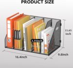 SUPEASY Binder Organizer, Magazine File Holder with 5 Vertical Compartments Rack, Metal Desk File Organizer & Binder Holders, Magazine Organizers for Office Desktop, Home, School (Black) - Image 4