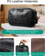 BAGSMART Toiletry Bag for Men, PU Leather Travel Bag for Toiletries, Dopp Kit Water Resistant Shaving Bag for Bathroom Shower-Black - Image 3