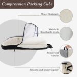 U+U 10 Set Compression Packing Cubes - Ultralight Cream Travel Organizers with Laundry Bag, Space-Saving Suitcase Organizer, Expandable Packing Cubes for Travel and Family Vacation (Cream) - Image 4