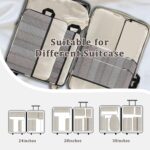 U+U 10 Set Compression Packing Cubes - Ultralight Cream Travel Organizers with Laundry Bag, Space-Saving Suitcase Organizer, Expandable Packing Cubes for Travel and Family Vacation (Cream) - Image 5