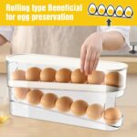 2025 New Egg Holder for Fridge, Egg Organizer for Refrigerator Automatic Scrolling Eggs Rack Holder Rolling Dispenser Stackable Container and Storage for Refrigerator with Lid - Image 3