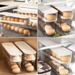 2025 New Egg Holder for Fridge, Egg Organizer for Refrigerator Automatic Scrolling Eggs Rack Holder Rolling Dispenser Stackable Container and Storage for Refrigerator with Lid - Image 5