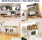 2-Tier Heavy Duty Shelving Unit,36" Wx18 Dx19.5H,Wire Shelf Rack with Lockable Wheels,Height Adjustable Metal Storage Shelves Organizer for Living Room,Garage,Kitchen,Office,Laundry,Pantry - Image 6