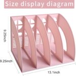 Marte Vanci Magazine File Holder, Binder Holder with 4 Vertical Compartments, Desktop Folder Organizer File Sorter Dividers for Book, Document Storage Home School Office Supply (Pink) - Image 3