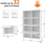 AWTATOS Shoe Rack, 8 Tier Shoe Storage Cabinet with Door, 32 Pair Shoe Organizer Shelves for Closet Hallway Bedroom Entryway, White - Image 4